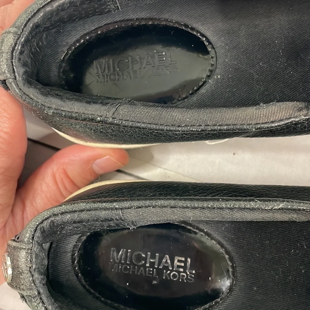 Michael Kors Studded Black Leather Leo Slip On Sneakers